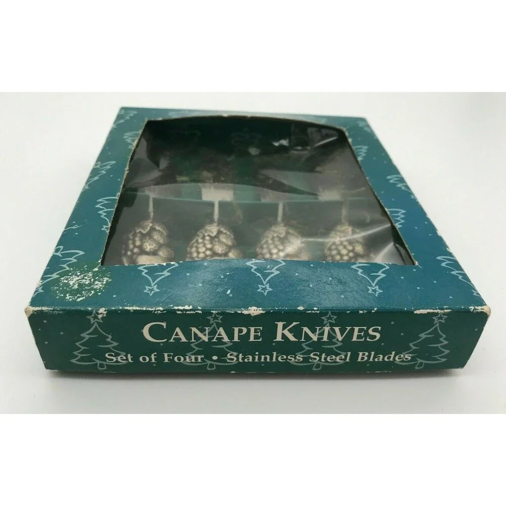 Vintage Cooks Club Canapé Spreader Set Stainless Steel Four Pieces Knives NIB